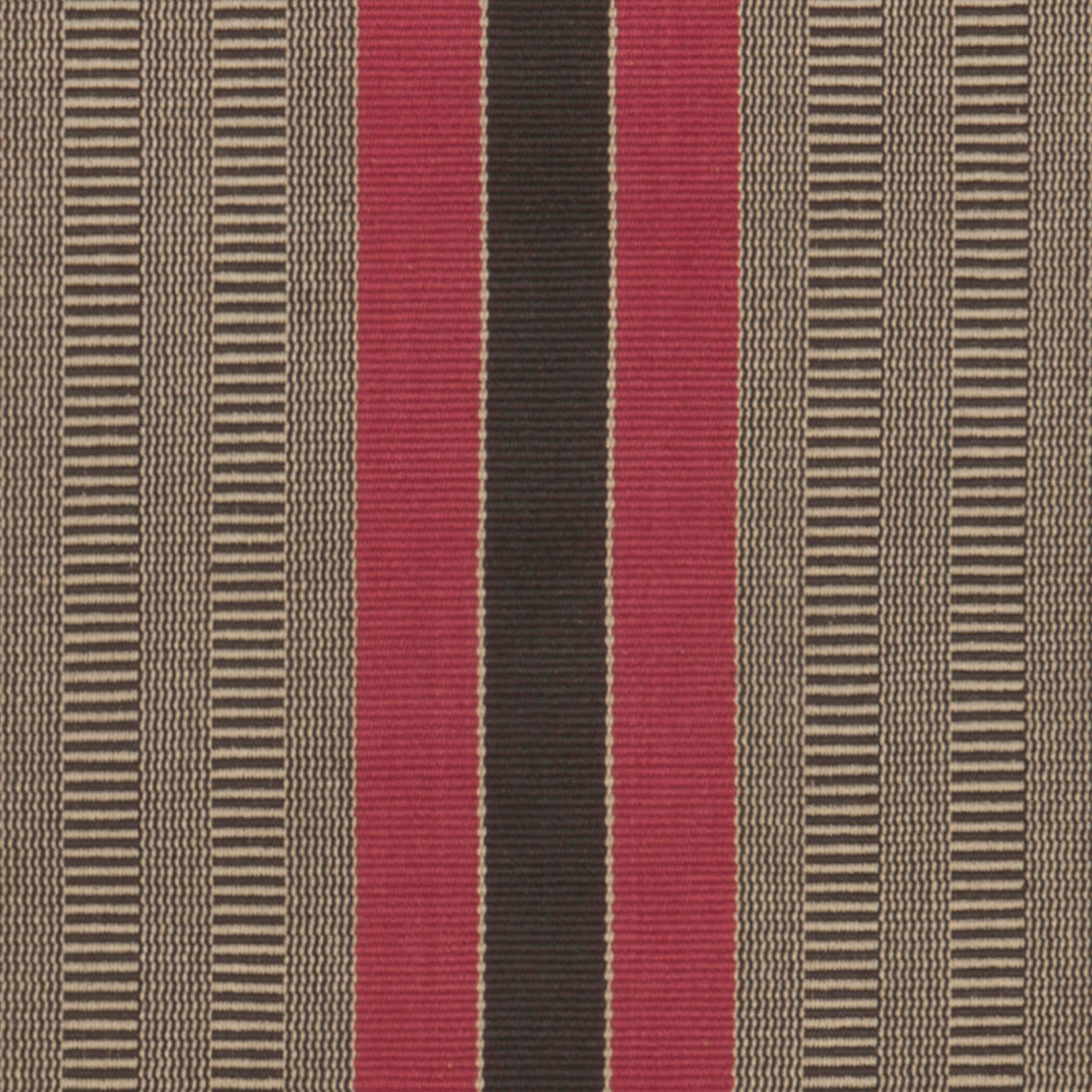 Bold red and black central stripes with natural and charcoal special weave background with red stripes on each edge. This design makes a statement as a stair runner, hall runner or area rug.