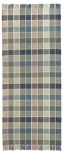 Eaton Square #43-G is a traditional checked pattern in cool greens and blues perfect for a beach house. It includes several shades of blues and greens including celadon and tan squares with cream lines. Beautiful with fringed or bound ends. Pictured here in a 30 inch wide runner width.