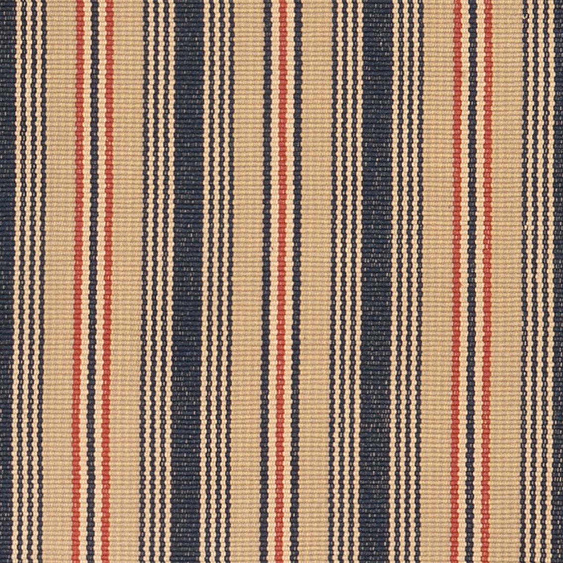 Preston #602 is a traditional vertical stripe design in a muted red, white and blue palette evoking antique Americana. Featuring navy, rust, putty, bisque, light goldenrod and cream stripes. Classical and patriotic, this design is wonderful as a stair runner, hall runner or area rug.