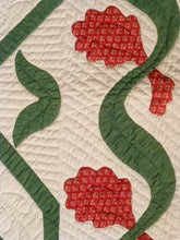Antique Quilt - Floral Applique within Pieced Maze