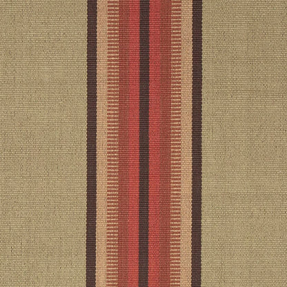 Adamstown is a classic center stripe design that comes in both runner and area rug sizes. It comes in two colorways. This one has red, brown, and gold central stripes on a khaki background with brown stripes on each edge.