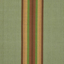 Adamstown is a classic center stripe design that comes in both runner and area rug sizes. It comes in two colorways. This one has rust, green, and brown in a central stripe on a green background with brown stripes on each edge. 