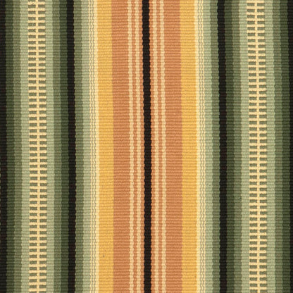 A historic American design offered in two colorways. #51-GR has green, gold, cocoa, mustard, cream and black stripes.