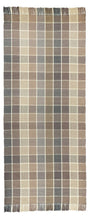 aton Square #43-S is a traditional checked pattern with a more modern feel. It features neutrals including beige, slate, tan and gray with cream lines. Beautiful with either fringed or bound ends. Pictured here as a 30 inch wide runner with fringed ends.