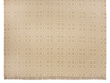 Geometric Checkerboard #34-L is a flat woven check design with various size squares that form an interesting pattern. This colorway works well in any home, but has a more modern feeling. Neutrals coordinate well with all styles and it is plain without being boring. This versatile design features khaki and natural beige and is shown here as a large room size area rug.