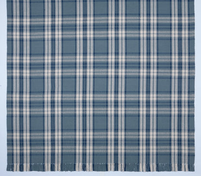 Kentwood #556 is a traditional blue plaid design featuring a medium blue background with cream and navy stripes. Beautiful in a beach or coastal home, or add a bit of country to your kitchen with a runner.