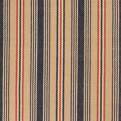 Preston #602 is a traditional vertical stripe design in a muted red, white and blue palette evoking antique Americana. Featuring navy, rust, putty, bisque, light goldenrod and cream stripes. Classical and patriotic, this design is wonderful as a stair runner, hall runner or area rug. 